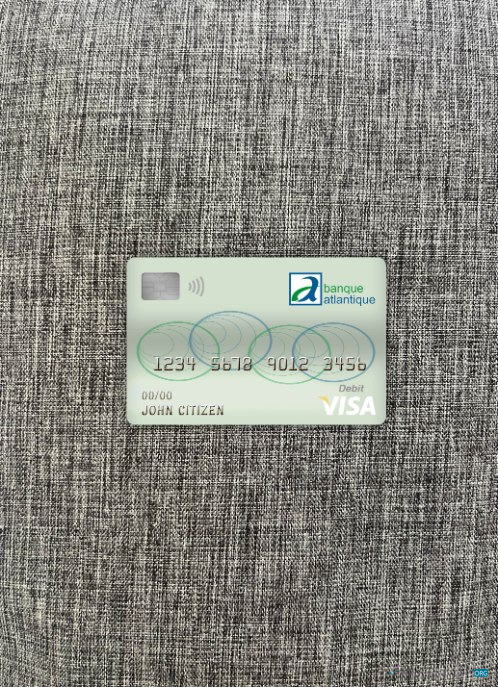 Download Cameroon Atlantic bank visa debit card photolook front Photoshop template